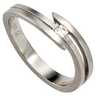 Damen Ring 950 Platin matt 1 Diamant Brillant 0,09ct. Platinring