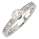 Damen Ring 585 Gold Weigold 13 Diamanten Brillanten 0,34ct. Weigoldring