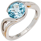 Damen Ring 585 Gold Weigold 1 Blautopas hellblau blau Weigoldring