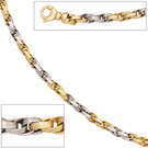 Collier Halskette 585 Gold Gelbgold Weigold bicolor 45 cm Kette Goldkette