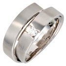 Damen Ring 585 Gold Weigold matt 1 Diamant Brillant 0,12ct. Weigoldring