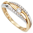 Damen Ring 333 Gold Gelbgold Weißgold bicolor mit 21 Zirkonia Goldring