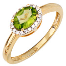 Damen Ring 585 Gold Gelbgold bicolor 1 Peridot grn 20 Diamanten Peridotring
