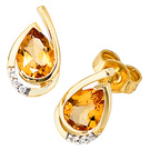Ohrstecker Tropfen 585 Gold Gelbgold 6 Diamanten 2 Citrine orange Ohrringe