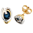 Ohrstecker 585 Gold Gelbgold Weigold 10 Diamanten 2 Safire blau Ohrringe