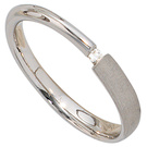 Damen Ring 925 Sterling Silber rhodiniert teil matt 1 Diamant 0,02ct. Silber
