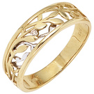 Damen Ring 585 Gold Gelbgold Weigold bicolor 1 Diamant Brillant 0,02ct.
