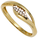 Damen Ring 333 Gold Gelbgold bicolor mit 13 Zirkonia Goldring
