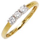 Damen Ring 333 Gold Gelbgold Weißgold bicolor 3 Zirkonia Goldring