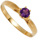 Damen Ring 585 Gold Gelbgold 1 Amethyst lila violett Goldring