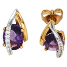 Ohrstecker 585 Gelbgold Weigold 14 Diamanten 2 Amethyste lila violett Ohrringe
