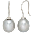 Ohrhnger 925 Sterling Silber 2 graue Swasser Perlen Ohrringe Perlenohrringe