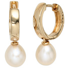 Creolen 925 Silber gold vergoldet 2 Swasser Perlen Ohrringe Perlenohrringe