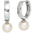 Creolen 925 Silber 2 Swasser Perlen Ohrringe Perlenohrringe