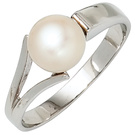 Damen Ring 925 Sterling Silber rhodiniert 1 Swasser Perle Perlenring