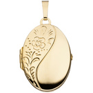 Medaillon oval Blumen 925 Sterling Silber gold vergoldet Anhnger zum ffnen