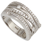 Damen Ring breit 925 Sterling Silber rhodiniert mit Zirkonia Silberring