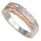 Damen Ring 585 Gold Weigold Rotgold bicolor 14 Diamanten Brillanten Goldring