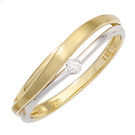 Damen Ring 585 Gold Gelbgold Weigold bicolor matt 1 Diamant Brillant Goldring