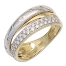 Damen Ring 585 Gold Gelbgold Weigold bicolor 41 Diamanten Brillanten Goldring