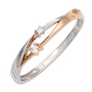 Damen Ring 585 Gold Weigold Rotgold bicolor 2 Diamanten Brillanten Goldring