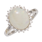 Damen Ring 585 Gold Weigold 1 Opal-Cabochon 18 Diamanten Brillanten Opalring