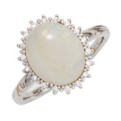 Damenring 585/-W 0,10ct. Opal 