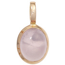 Anhnger oval 585 Gold Rotgold 1 Rosenquarz Cabochon rosa Rotgoldanhnger