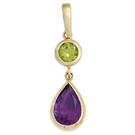 Anhänger 585 Gold Gelbgold 1 Peridot grün 1 Amethyst violett Goldanhänger