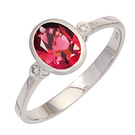 Damen Ring 585 Gold Weigold 1 Turmalin rosa 2 Diamanten Weigoldring