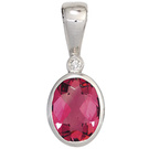 Anhnger oval 585 Gold Weigold 1 rosa Turmalin 1 Diamant 0,01ct.