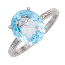 Damen Ring 585 Gold Weigold 1 Blautopas hellblau blau 8 Diamanten Brillanten