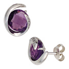 Ohrstecker 585 Weigold 2 Amethyste lila violett 10 Diamanten Ohrringe