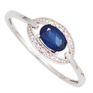 Damen Ring 585 Gold Weigold 1 Safir blau 2 Diamanten Brillanten Goldring