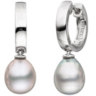 Creolen 925 Sterling Silber 2 graue Swasser Perlen Ohrringe Perlenohrringe