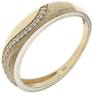 Damen Ring 333 Gold Gelbgold mattiert mit 19 Zirkonia Goldring