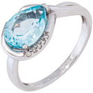 Damen Ring 585 Gold Weigold 1 Blautopas hellblau blau 5 Diamanten Brillanten