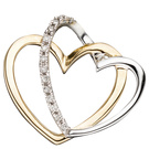 Anhänger Herzen 585 Gold Gelbgold bicolor 14 Diamanten Brillanten Herzanhänger