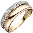 Damen Ring 585 Gold Gelbgold Weigold bicolor 101 Diamanten Brillanten Goldring
