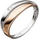 Damen Ring 585 Gold Weigold Rotgold bicolor 1 Diamant Brillant Diamantring