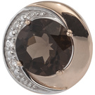 Anhänger rund 585 Rotgold bicolor 3 Diamanten Brillanten 1 Rauchquarz braun