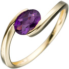 Damen Ring 333 Gold Gelbgold 1 Amethyst lila violett Goldring