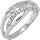 Damen Ring 333 Gold Weißgold mit 13 Zirkonia Weißgoldring