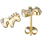 Kinder Ohrstecker Pferd Pferde 333 Gold Gelbgold bicolor mit 10 Zirkonia