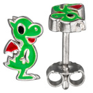Kinder Ohrstecker Drache grün 925 Sterling Silber Ohrringe Kinderohrringe