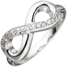 Damen Ring Unendlichkeit 925 Sterling Silber rhodiniert mit Zirkonia Silberring