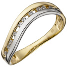 Damen Ring 333 Gold Gelbgold Weißgold bicolor mit 10 Zirkonia Goldring