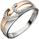 Damen Ring 585 Gold Weigold Rotgold bicolor 13 Diamanten Brillanten Goldring