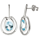 Ohrhnger 585 Weigold 18 Diamanten Brillanten 2 Blautopase hellblau blau