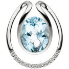 Anhnger 585 Weigold 13 Diamanten Brillanten 1 Blautopas hellblau blau